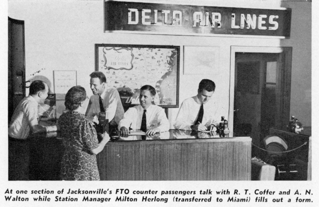 Photo of the Delta ticket counter at Imeson Airport. Photo courtesy of  the Delta Flight museum. 