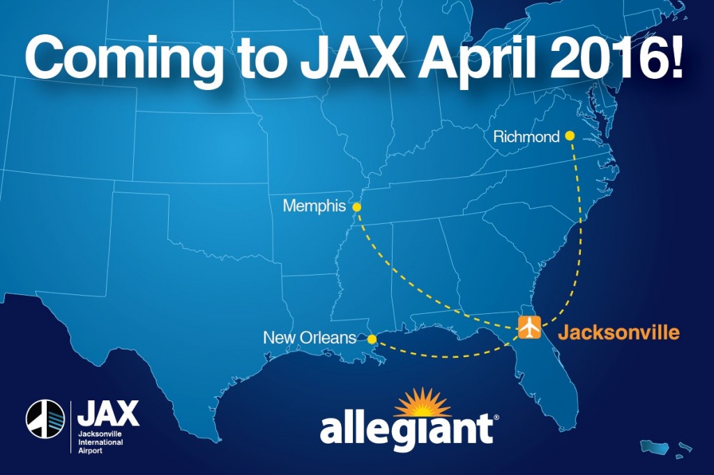 Allegiant Expands at JAX With Nonstop Service to Three New Cities