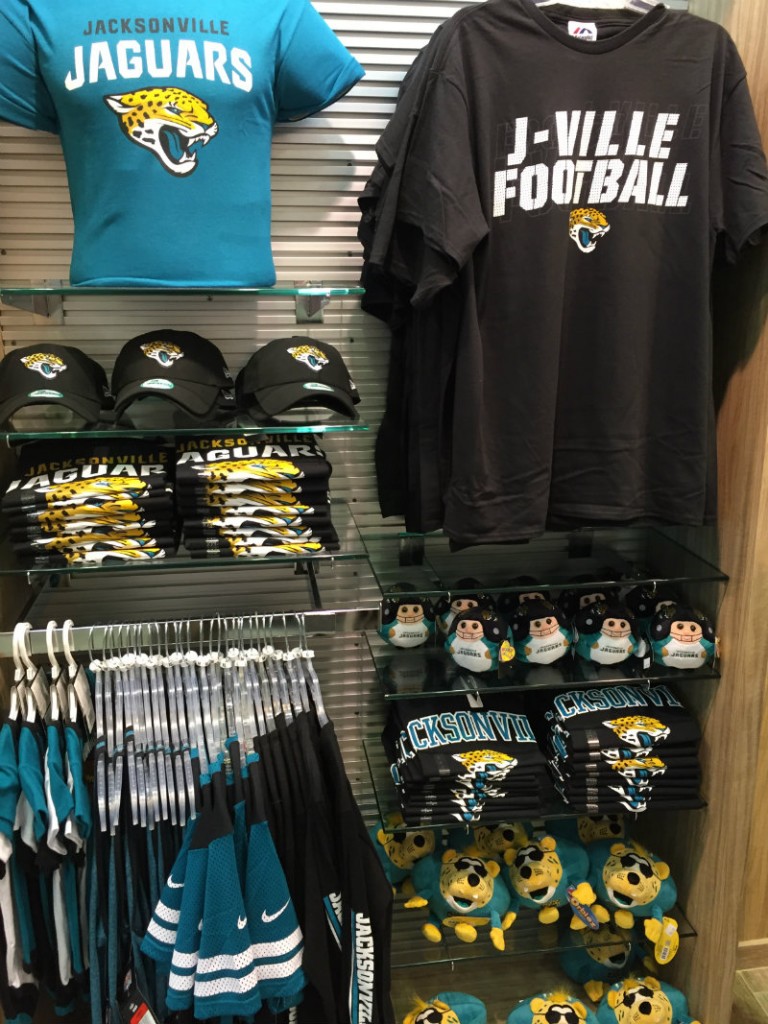 Local sports teams are well-represented in the new store. 